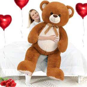 MorisMos Giant Teddy Bear Stuffed Animal 4 Feet,51 in Large Pink Bear for Girlfriend Boyfriend Wife Mom Fiancée Valentine's Gift,Big Bear Plush for Kid Birthday Christmas Baby Shower Decor,Pink