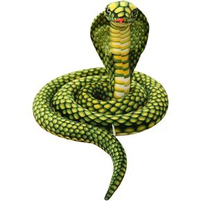 Snake Stuffed Animals, 31.5" Cobra Snake Plushies Toy Realistic Simulation Plush Toys Gifts, Wild Animals Party Decorations Favors Prank Props(Green)