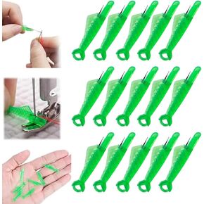 15pcs Fish Mouth Needle Threaders,Needle Threaders for Hand Sewing,Sewing Machine Needle Threader, 2024 New Automatic Fish Mouth Sewing Needle Threader (Green)