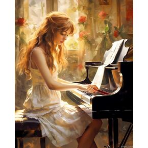 SVINOILER Piano Woman Paint by Number Kit, Art Paint by Number Kit Paint by Numbers for Adult, Paint by Number on Cancas, Wall Decor, 40x50cm No Frame