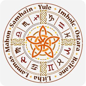 FINGERINSPIRE Zodiac Symbols Stencil 11.8x11.8 inch Astrolabe Stencil Plastic Wheel of The Year Patterns Stencil Constellation Drawing Template Reusable DIY Art and Craft Stencil for Wall Home Decor