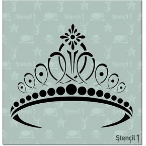 Stencil1 Tiara Stencil - Reusable Mylar Template Tiara Stencil for Painting Great for Birthday Parties & Decorations - Stencil for Crafts and Decorations (5.75" x 6")