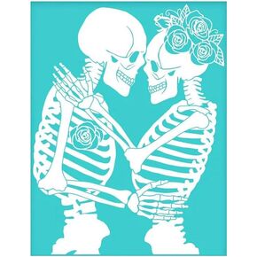Loving Skull Reusable Silk Screen Stencils Printing Stencil Self Adhesive Silk Screen Mesh Transfers Stencils for Chalk Paste Wood,Fabric,Home Decor,Art Crafts T-Shirt