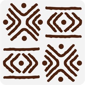 FINGERINSPIRE Kuba Repeat Pattern Painting Large Stencil 11.8x11.8 PET Tribal Pattern Drawing Big Stencil Reusable Tribal Themes Spraying Stencil Hollow Out Decorative Template for Wood Floor Wall