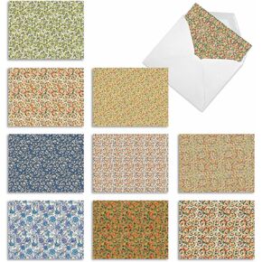 The Best Card Company - 10 Assorted All Occasion Blank Clean Modern Notecards Pack with Envelopes (4 x 5.12 Inch) – Not Die-Cut, Elegant Note Cards Variety Box Set - White on White M2031