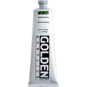 Heavy Body Acrylics by GOLDEN, Jenkins Green, 5 fl. oz. Tube, Professional Acrylic Paint, Semi-Transparent
