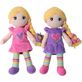Twin Sister Plush 14" Dolls (Set of 2) Pink & Purple