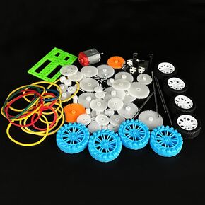 طراز Toy Plastic Gear Set Single Gear Gear Rapber Band Axles Rubber Rubber Wheel for DIY Model Toy Car Building Sories (Style 1)