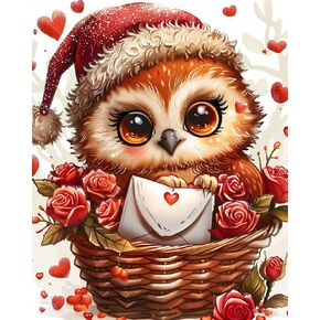 Squirrels Paint by Numbers Rose Bush Paint by Numbers Kit for Adults Squirrels Couple Hold Love Heart Painting by Number on Canvas with Brushes Perfect for Valentine's Day Without Frame(16x20inch)