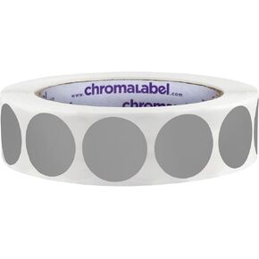 ChromaLabel 1 Inch Circle Sticker Labels, Easy to Write On Round Colored Stickers, Permanent Adhesive Labels - 1000 Sticky Dots per Roll, Gray Sticker Dots