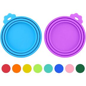 2 حزمة أغطية طعام الحيوانات الأليفة ، يمكن للأغذية السيليكون الأغطية للكلاب والقطط ، BPA Free/Food Safe/Universal ، واحد أكثر من الغذاء القياسي الحجم العلبة العلوي/الأرجواني ، CWGTG01