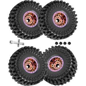 1.9 Beadlock RC Wheels and Tires for 1/10 RC Crawler Axia1 SCX10 SCX10 II 90046 SCX10 III AXI03007 TRX4,Aluminium 1.9 Beadlock Wheels Soft Rubber Tires,4PCS,Navy Blue