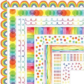 Whaline 82Ft Colorful Bulletin Board Borders Watercolor Rainbow Dot Adhesive Trim Border for School Classroom Office Party Decoration
