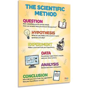 ZOCO - Scientific Method Poster (17x22, Laminated) - Kids Science Posters - Classroom Decorations for Middle School - Science Teacher Supplies