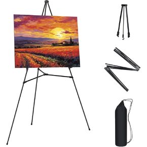 2PCS Black Easel Stand for Wedding Sign Stand, 65 Inch Adjustable Metal Easels for Display, Portable Folding Easel for Wedding, Display Show, Arts, Poster with Portable Bags