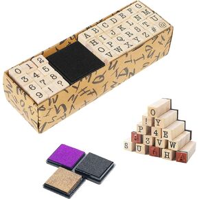 Knana Wooden Rubber Stamps - Alphabet Letter Number Stamps, Number Stamps for DIY Card, Letters Numbers Stamps (Letters & Numbers)