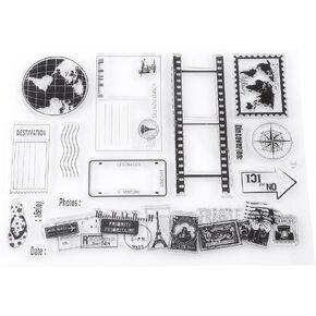 14x18cm Transparent Scrapbook Photo Cards Clear Seal Silicone Earth Map Postcards Stamps for DIY Scrapbook Photo Cards