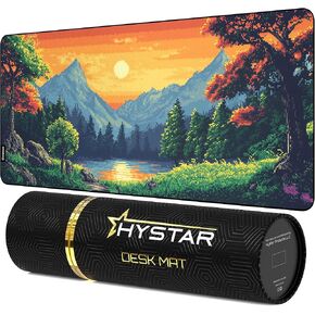 Hystar Extended Gaming Mouse Pad | XXL 36" x 16" | 5mm Thick, Waterproof Surface, Smooth Polyester Fabric, and Natural Rubber Base | Pixel Ridge
