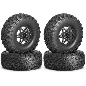 RC 1.9 Beadlock Wheels and Tires, 12mm Hex Hub Wheels 1.9 Assembled Tires Wheels for 1/10 Scale TRX4 TRX6 Axial SCX10 I II III 90046 AXI03007 Capra Redcat Gen 8 Gen 7 RC Crawler Car Rock Mud Terrain