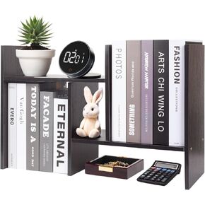 ShellKingdom Desk Shelf Organizer, H-Shaped Desktop Shelves, Adjustable Desktop Corner Shelf, Bookshelf Storage Rack and Cubicle Decor for Desk, Tabletop, School, Office, Dorm Desk Organizer - Black