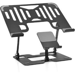 2 in 1 Adjustable Laptop Stand, Portable Laptop Stand, Desktop Aluminum Alloy Laptop Stand, Foldable Upgraded Carbon Steel Laptop and Phone 2 in 1 Stand (10-17.3 Inch)