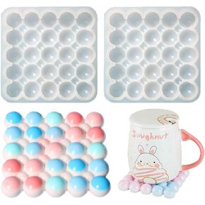 Square Resin Coaster Molds, 2 PCS Bubble Coaster Silicone Molds Bubbles Themed Square Tray Resin Molds for DIY Cup Mats Jewelry Tray Home Decor