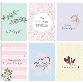 easykart labels 18 Unique Sympathy Cards With Greetings Inside. 6 Different Designs, 4.5 x 6.75 Inch Large Greeting Cards With Envelopes and Sealing Stickers. Includes Sturdy Storage Box.