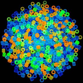 1200 Pcs Glow in The Dark Pony Beads, UV Pony Beads, Mix 11 Colors Hairbead Bulk for DIY Jewelry Craft Making Necklace Bracelet