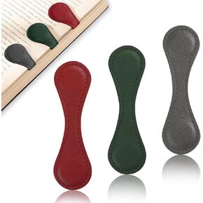 Magnet Leather Bookmarks 3 Pcs Magnetic Bookmarks for Reading Book Magnetic Page Markers Leather Page Clip Buckle Book Mark Clip for Book Lover Readers Men Women Student Book Accessories