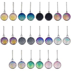 DICOSMETIC 22Pcs Zipper Pull Charms - 11 Colors Mermaid Fish Scale Design - Iron Material - DIY Sewing Dress Craft Backpacks Purses