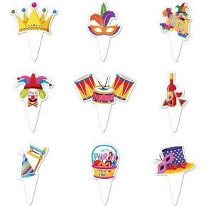 Purim Dessert Cupcake Toppers Party Decoration Purrim Paper Straw Decor Suppories Favors ، Purim Baby Shower أو Dirtivers Party- مجموعة من 36