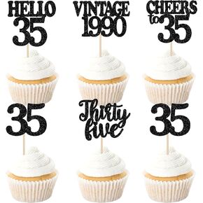 30PCS Happy 60th Birthday Cupcake Toppers Glitter Hello 60 Sixty Vintage 1965 Cupcake Picks Cheers to 60 Birthday Party Decorations for 60th Birthday Anniversary Party Cake Decorations Supplies Black in Kuwait