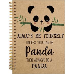 VNWEK Cute Panda Always Be Yourself Unless You Can Be a Spiral Notebook Journal 5.5 x 8.3 inches,Panda Lover Gifts Themed Lined Hardcover Spiral Notebook