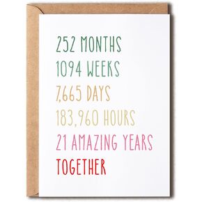 Anniversary Card - Funny 21 Years Wedding Anniversary Card - Funny Wedding Anniversary Card - EruditeGifts Anniversary Card For Him Her