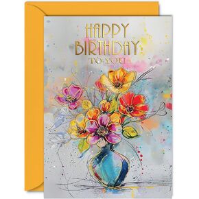 Beautiful Gold Birthday Cards for Women Her - Beautiful Butterflies - Elegant Traditional Pretty Birthday Card for Mom Daughter Grandma Auntie Granddaughter, A5 Gorgeous Greeting Cards Gift