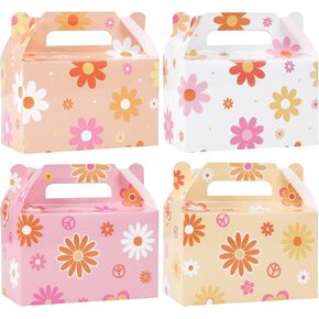 24 Pcs Daisy Flower Treat Boxes Party Supplies Hippie Daisy Flower Summer Party Favors Goodie Gift Boxes for Girls Birthday Baby Shower Wedding Party Decorations Retro Hippie Boho Treat Candy Box Home