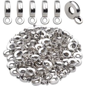 100pcs Antique Silver Bail Beads Connector Bail Bead Spacer Bail Tube Beads Charms for Bracelet Necklace Pendant Crafts Jewelry Making Supplies