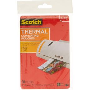 Scotch Laminating Pouches, 5 Mil, 4.33" X 6.33", Gloss Clear, 20/pack