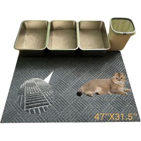 Extra Large Cat Litter Mats,Jumbo Cat Litter Trapping Mats,| Washable Litter Box Mats, Leak-Resistant, Non-Slip Backing,Quick Dry,Cut ToFit,Size 47''x31.5' (extra large)