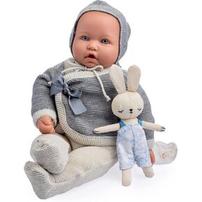 JC Toys La Baby Original Gray Collection Gift Set | 17" Soft Weighted Body | Made in Spain | Just Like a Real Baby | Blue Eyes | Reborn Berenguer Boutique