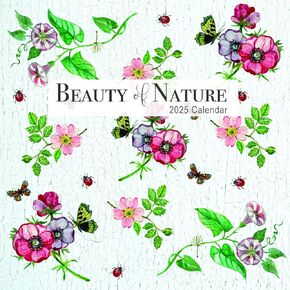 2025 Square Wall Calendar, Beauty of Nature, 16-Month Floral Theme with 180 Reminder Stickers (12x12 In)
