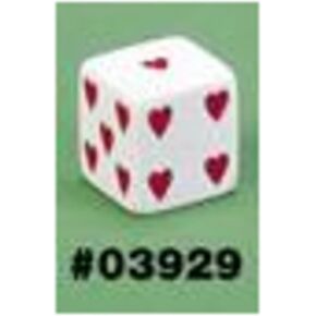 White Sweetheart Dice with Red Hearts D6 25mm (1in) Pack of 2 Koplow Games