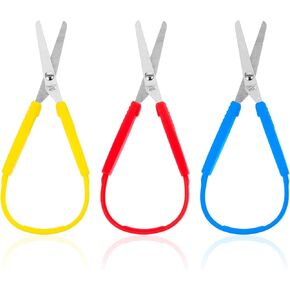 3 Pcs Mini Loop Scissors For Children Training Scissors Self Opening Adaptive Scissors Colorful Grip Scissors Training Loop Scissors Right And Lefty Support For Kids And Adults Special Needs 5.39 Inch