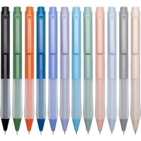 Linbsunne Ballpoint Pens 0.7mm Pens Fine Point Smooth Writing Pens Black Ink Pen Cute Pens Retractable Silent Pen (12-count)
