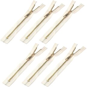 Semetall 6Pcs 9 inch Non Separating Zipper,Nylon Zippers for Sewing White for Sewing Jacket Crafts Dress Bag Coats DIY Handmade Replacement Zippers