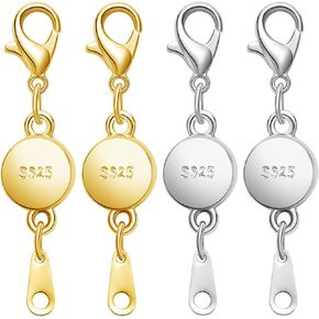 S925 Silver Magnetic Jewelry Clasps, Round Necklace Clasps and Closures, Gold Silver Magnetic Clasp Converter for Jewelry Making Supplies (8silvery)