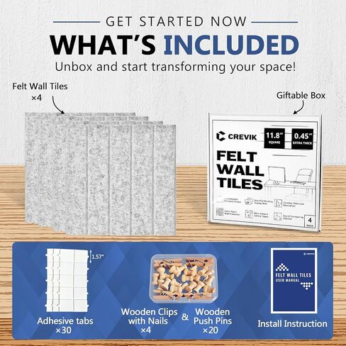 Cork Board Alternative - 11.8‘’ x 11.8’’ 4 Pack 0.47’’ Extra Thick Sand Color Felt Bulletin Board Tiles with Pushpins & Clips, Wall-Safe Pin Board for Office Decor, Home & Classrooms in Saudi Arabia