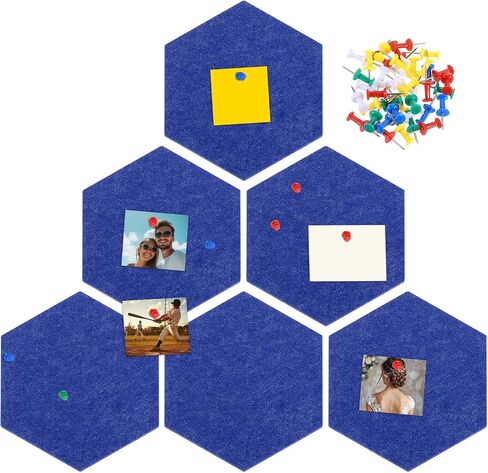 uxcell 6 Pcs Hexagon Felt Pin Board with 40 Pcs Pushpins 8.7" x 7.5" Self Adhesive Felt Bulletin Board Cork Boards for Walls Decorations Paste Notes Photos Schedules, Black in Saudi Arabia