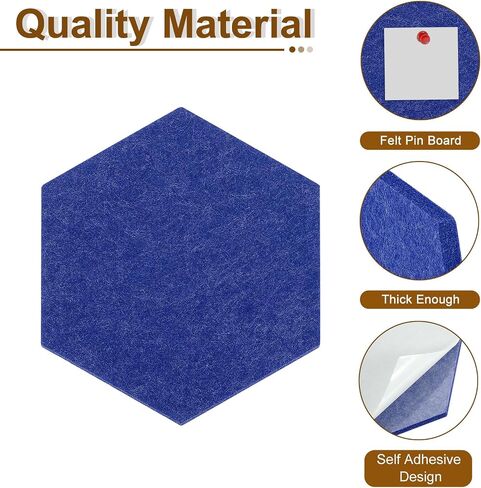 uxcell 6 Pcs Hexagon Felt Pin Board with 40 Pcs Pushpins 8.7" x 7.5" Self Adhesive Felt Bulletin Board Cork Boards for Walls Decorations Paste Notes Photos Schedules, Black in Saudi Arabia