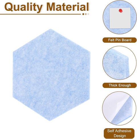 uxcell 6 Pcs Hexagon Felt Pin Board with 40 Pcs Pushpins 8.7" x 7.5" Self Adhesive Felt Bulletin Board Cork Boards for Walls Decorations Paste Notes Photos Schedules, Black in Saudi Arabia